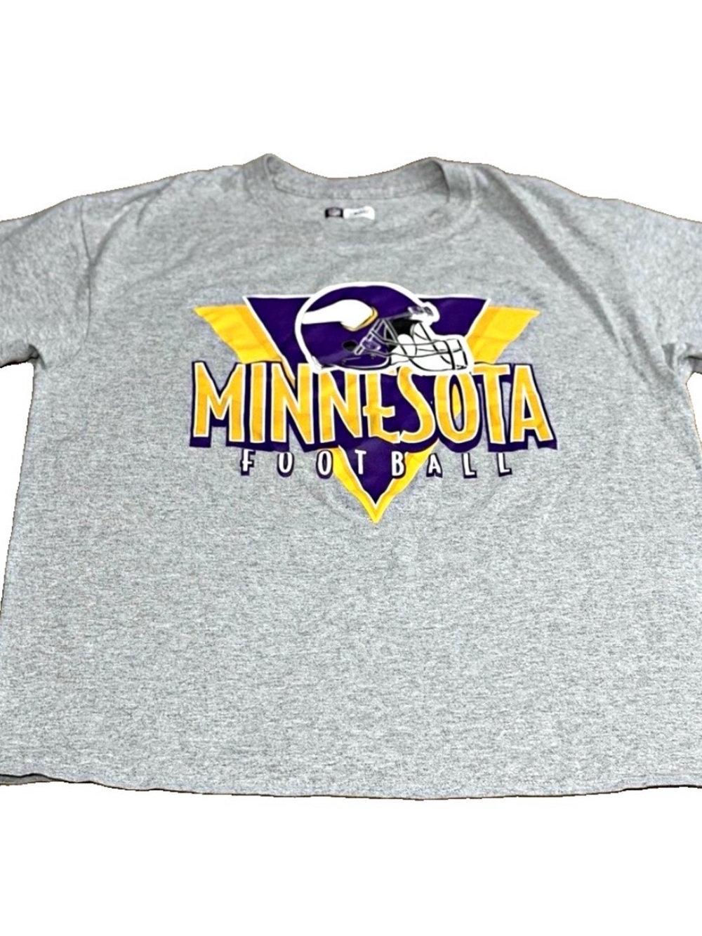 Team Apparel Gray Men’s Tee with Purple & Yellow Minnesota Football Logo